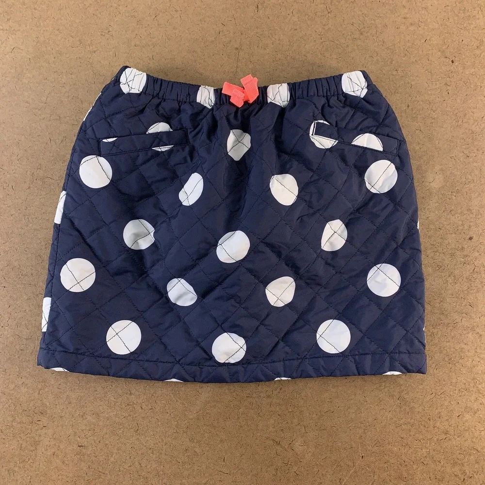 Gymboree Girls Size 10 Navy White Polka Dot Quilted Pull On Mini Skirt New